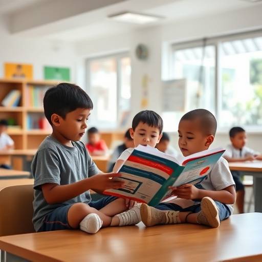 Imagen de un aula en una escuela p√ºblica de Miami, con ni√±os participando en una actividad de lectura.